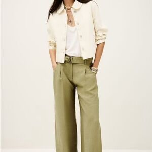ba&sh Olive Green Wide-Leg Belted Trousers